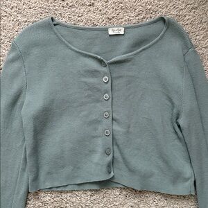 Brandy Melville Green Button-Up Cardigan